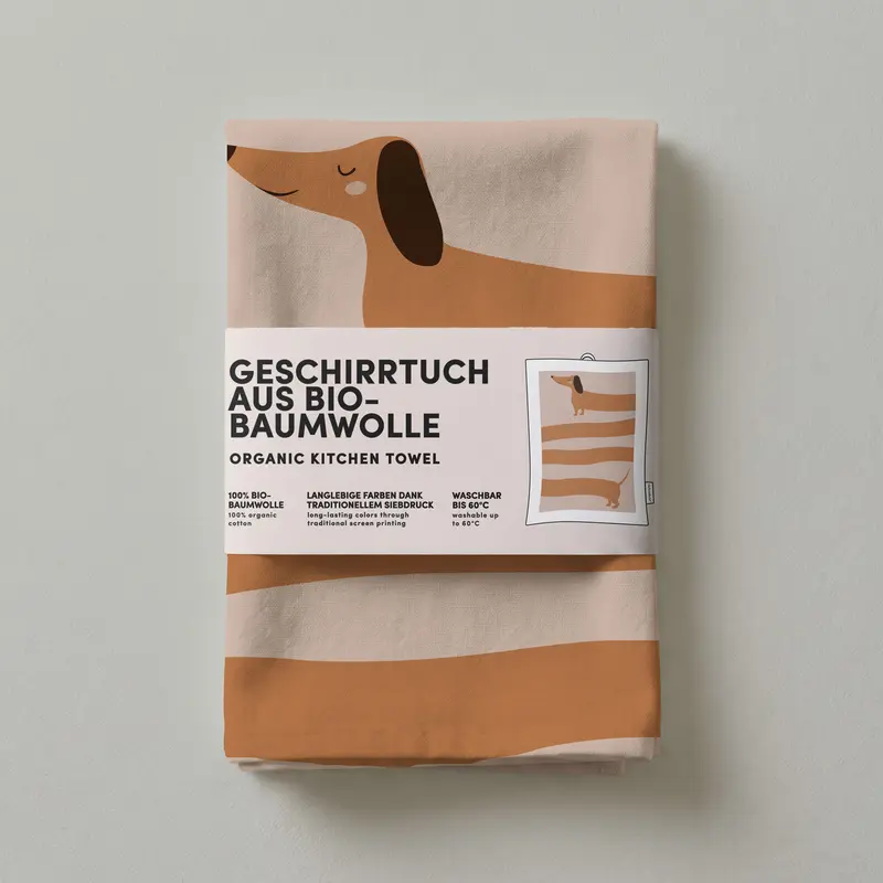 1 - Geschirrtuch Dackel - Bio Baumwolle - Nr. 1