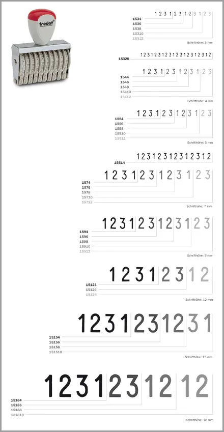 159xx Ziffernbänderstempel 9mm Schrifthöhe