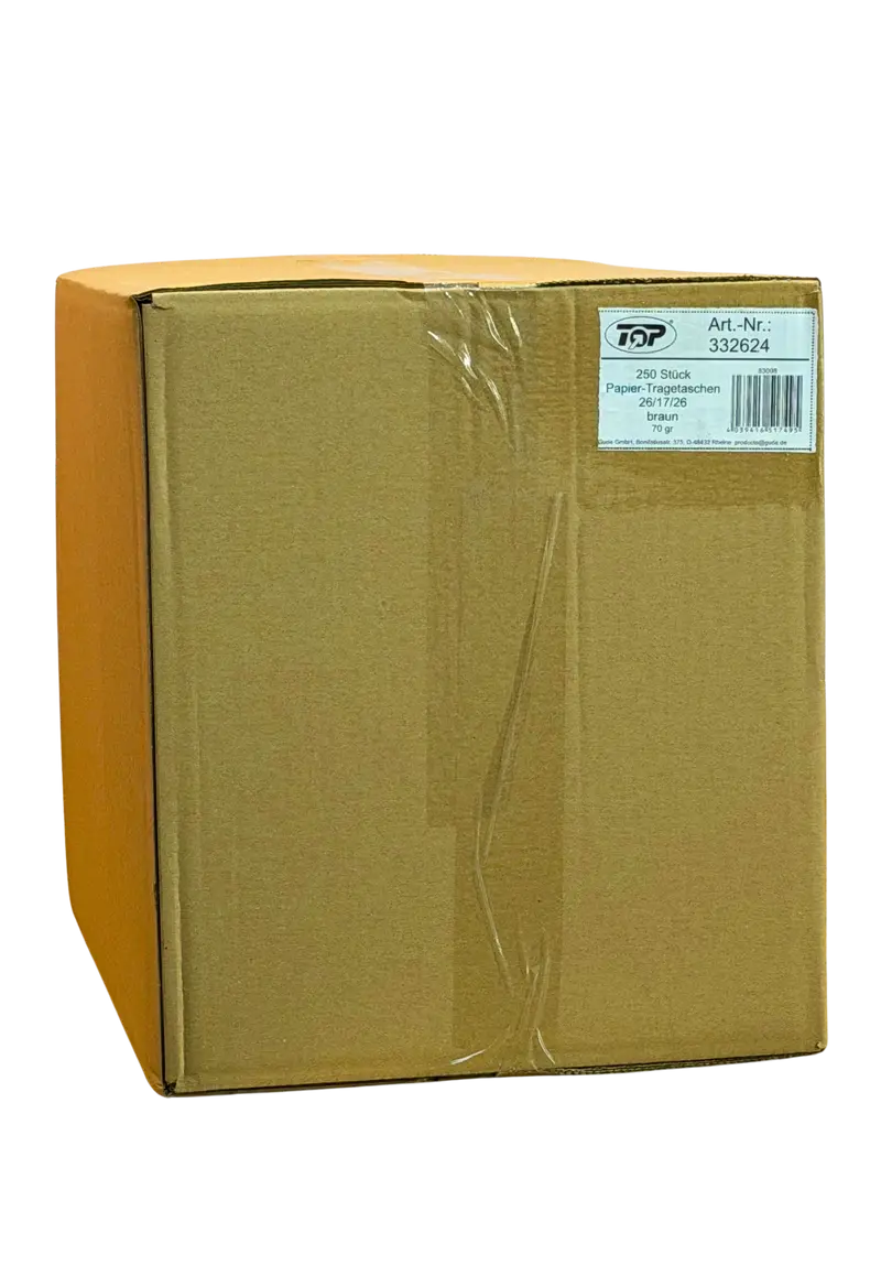 3639-Papp Tragetaschen Braun 26x17x25 250Stk