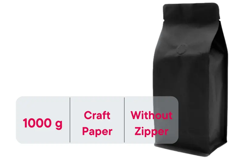 500 Stk. Kaffeebeutel für 1.000g, Flachbodenbeutel aus Kraftpapier SCHWARZ inkl. Ventil
