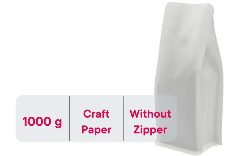 500 Stk. Kaffeebeutel für 1.000g, Flachbodenbeutel aus Kraftpapier WEISS inkl. Ventil