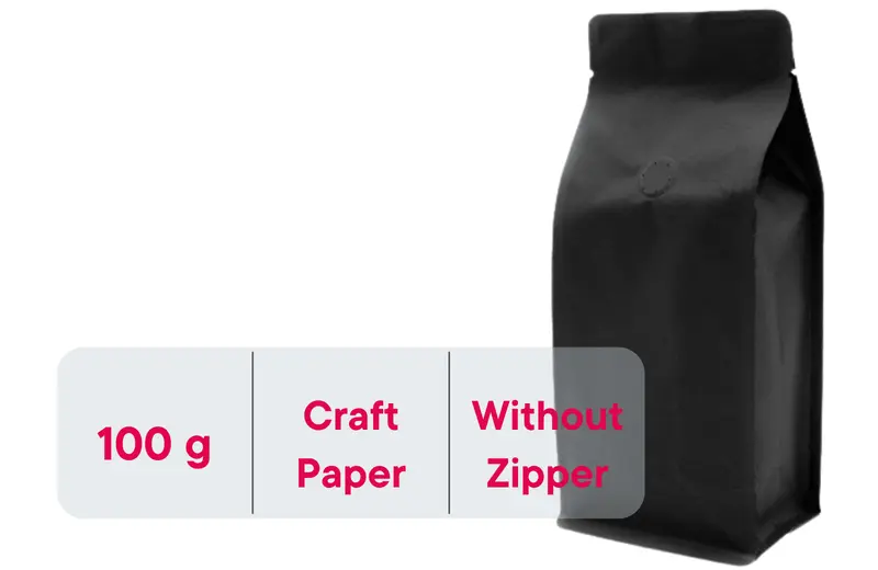 500 Stk. Kaffeebeutel für 100g, Flachbodenbeutel aus Kraftpapier SCHWARZ inkl. Ventil
