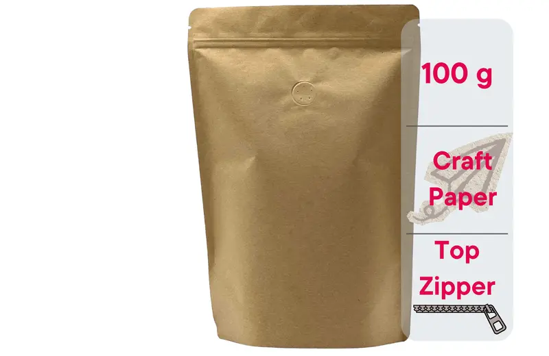 500 Stk. Kaffeebeutel für 100g, Standbodenbeutel/Doypack aus Kraftpapier BRAUN inkl. Ventil