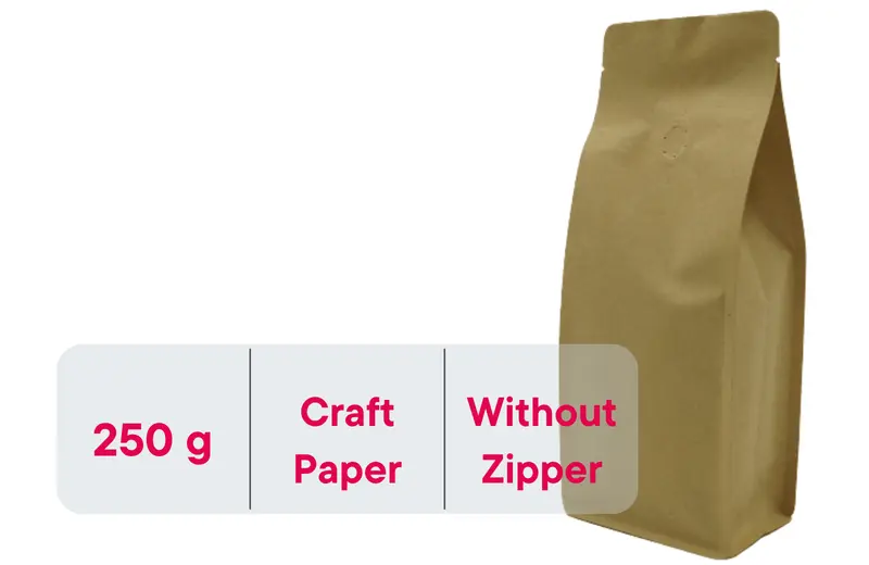 500 Stk. Kaffeebeutel für 250g, Flachbodenbeutel aus Kraftpapier BRAUN inkl. Ventil