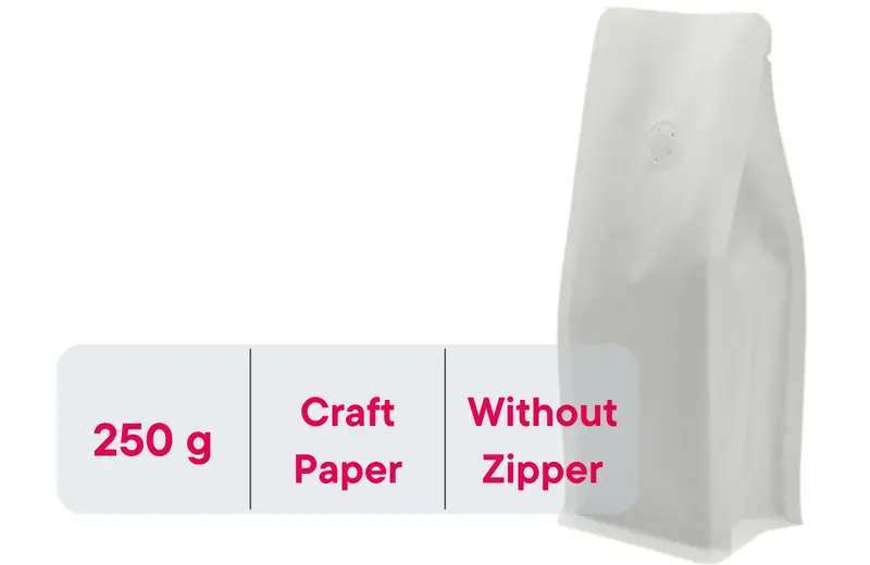 500 Stk. Kaffeebeutel für 250g, Flachbodenbeutel aus Kraftpapier WEISS inkl. Ventil