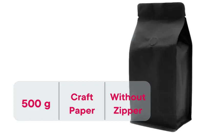 500 Stk. Kaffeebeutel für 500g, Flachbodenbeutel aus Kraftpapier SCHWARZ inkl. Ventil