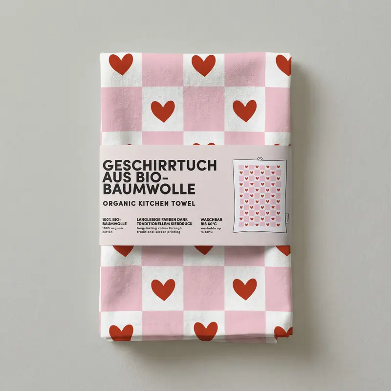 9 - Geschirrtuch Bio Baumwolle - Herzen - Nr. 9