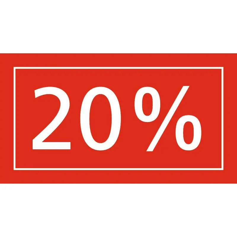 Adhésif soldes translucide rouge-rubis 40x22 cm — 20% à 50%