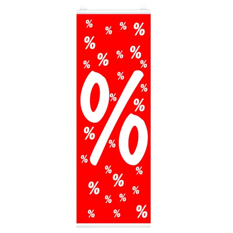 Affiche papier % soldes rouge et blanc — 2 formats