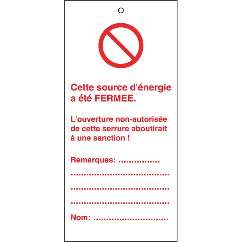 Anhänger für Warnhinweise (produit francophone)