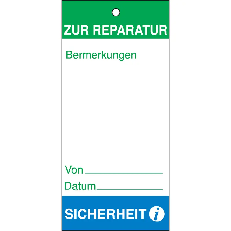 Anhänger für Wartungs - und Inspektionsdaten