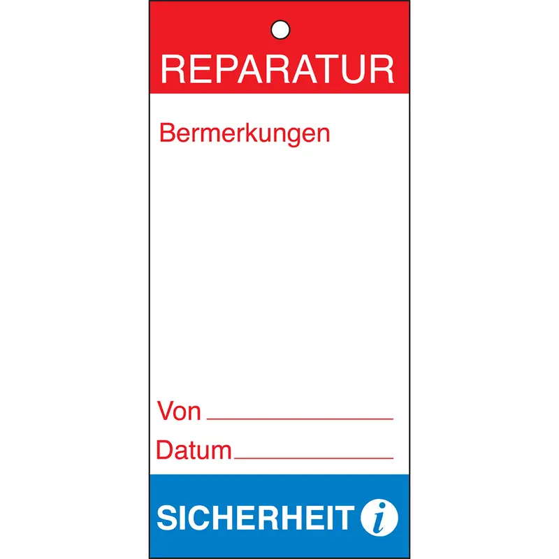 Anhänger für Wartungs - und Inspektionsdaten