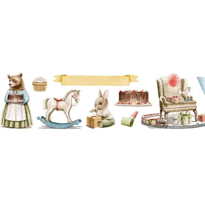 Aufkleber Band 6 cm Geburtstag Tiere
