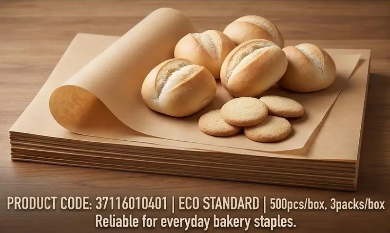 Baking paper in sheet, 60cm*40cm, BPA free, PFAS free, Unbleached,38g/m2, Grade I， Eco Standard