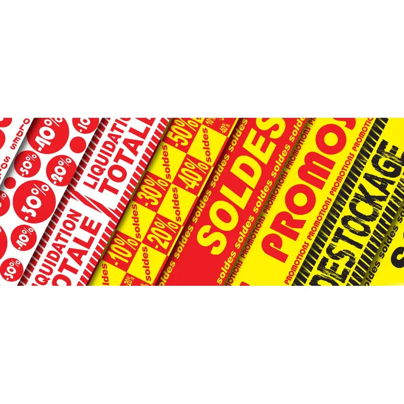 Banderole soldes en rouleau 150 mm × 10 m — Soldes, Promotions, Sales