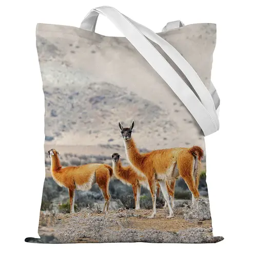 Baumwolltasche - Alpaka in der Ferne 35 x 45 cm