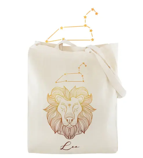 Baumwolltasche Natur Sternzeichen Löwe 38x42