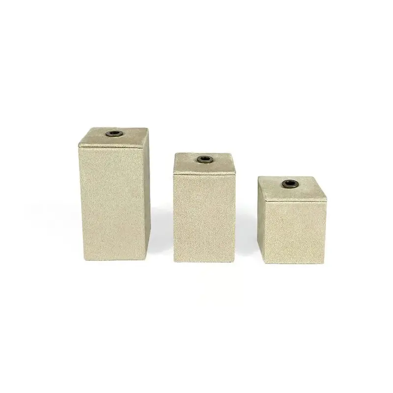 Blocs présentoirs bijoux en suédine — set de 3 hauteurs modulables