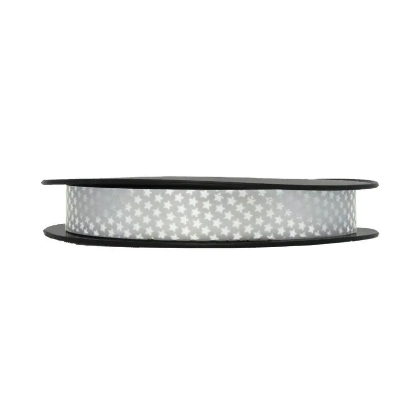 Bolduc imprimé étoile 25 mm × 50 m — argent ou or