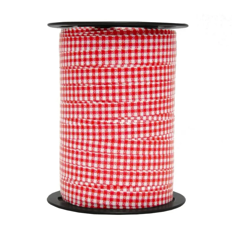 Bolduc imprimé vichy 10 mm × 225 m — rouge ou bleu