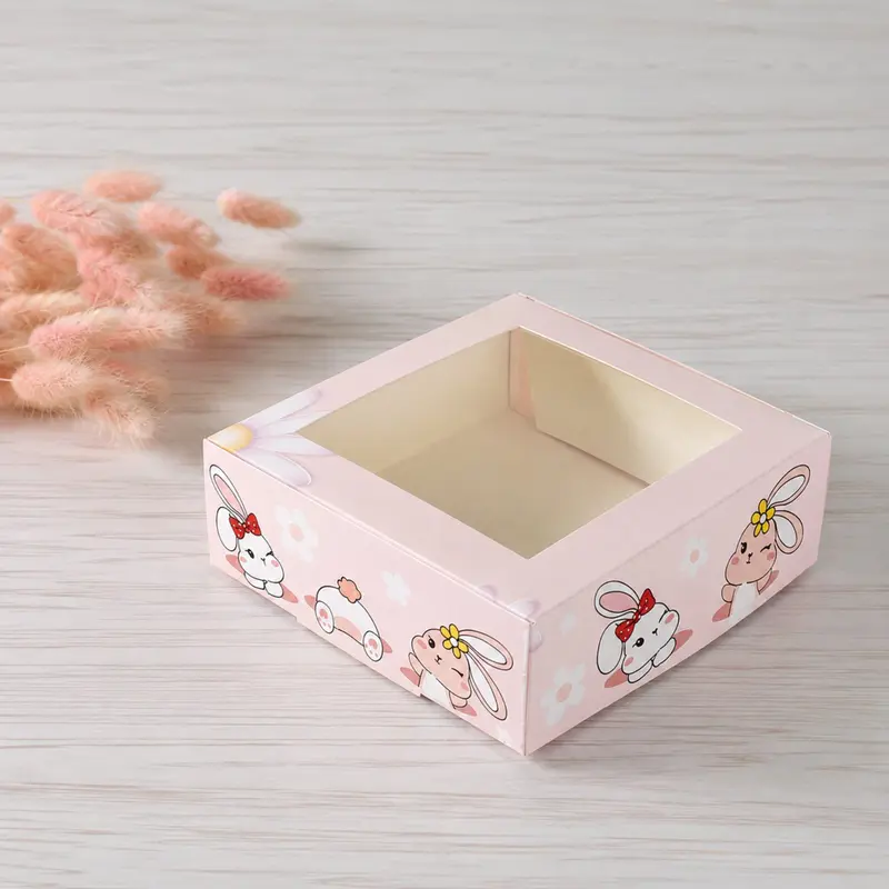 Box für Desserts mit Fenster 20x20x7 cm Häschen, 5 Stück