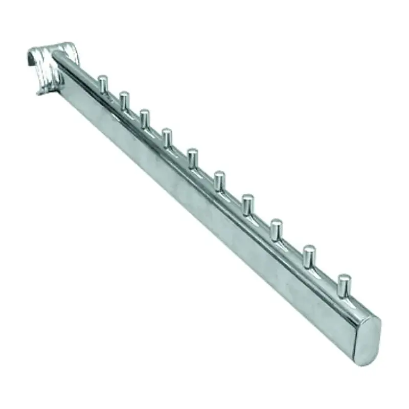 Bras incliné chromé pour tube ovale 30×15 mm – 40 cm