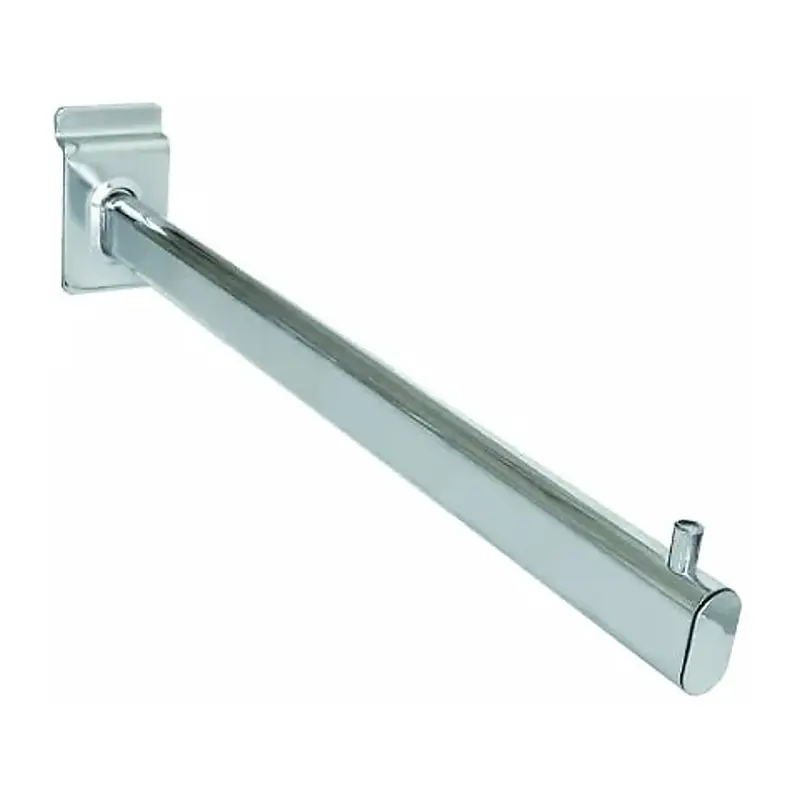 Bras pour panneau rainuré – Tube ovale chromé – 3 longueurs
