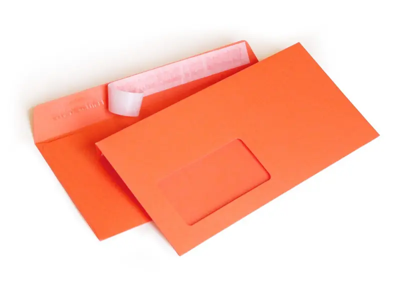 Briefumschlag mit Fenster (Orange) DIN lang 114x229mm 120g/m² haftklebend (205AF)