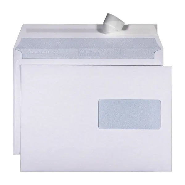 Briefumschläge/Couvert, hochweiss, Fenster rechts, Haftklebeverschluss, 100g/m², C5