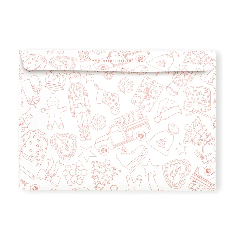 Briefumschläge "Weihnachtsdoodles" - Set mit 8 Kuverts in DIN C5