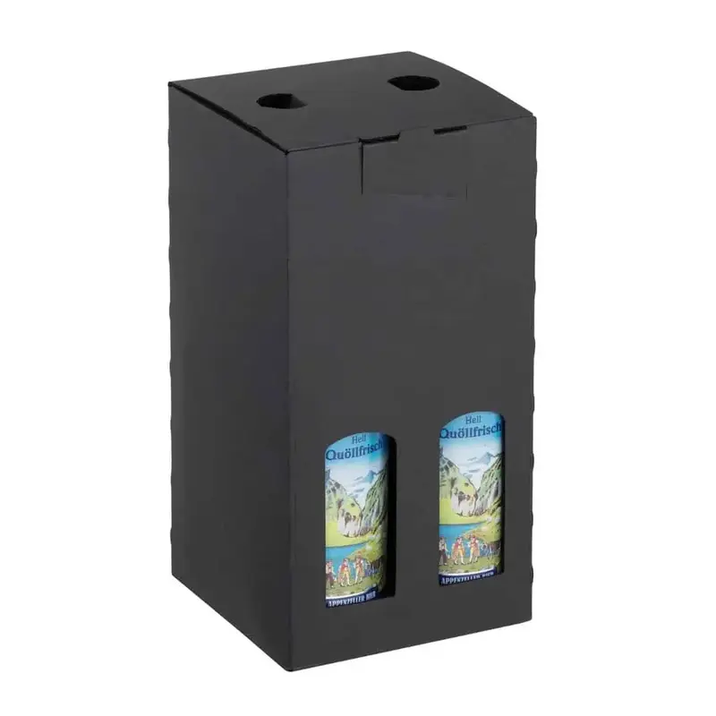 Carton portatif pour petites bouteilles 33 cl — kraft ou noir, 4 ou 6 bouteilles