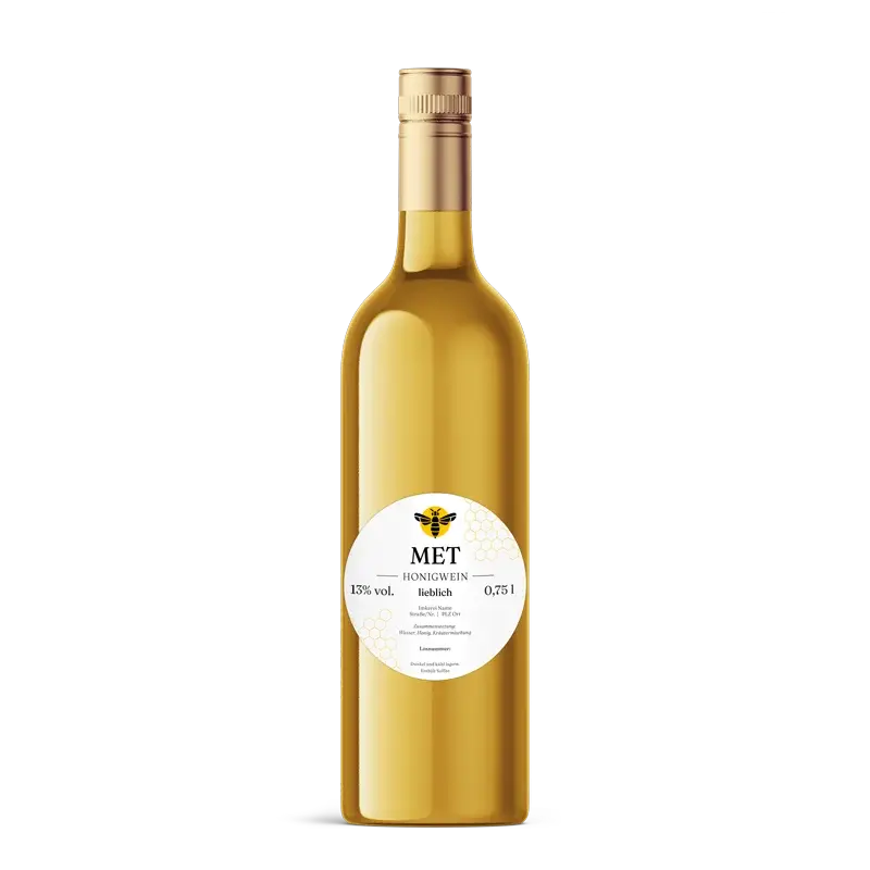 Charmanter Charly – Rundes Flaschenetikett mit Abrundung 90x90mm für 750ml Met