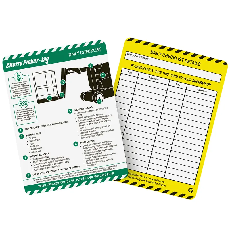 Cherry Picker Tag-Einsteckschild