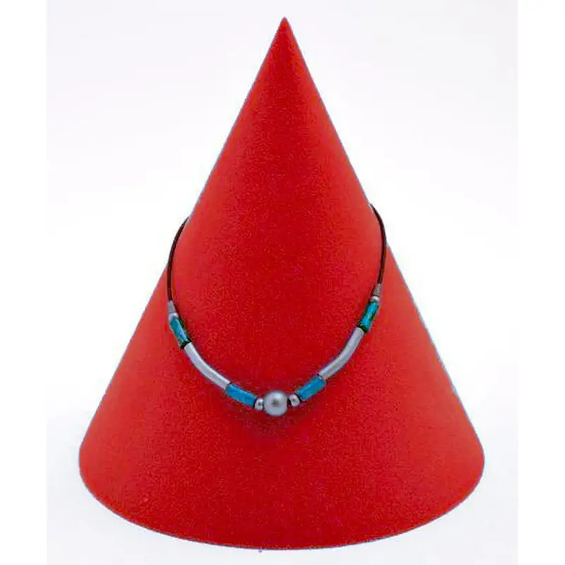 Cône de présentation bijoux floqué velours – Ø 20 x H 21 cm