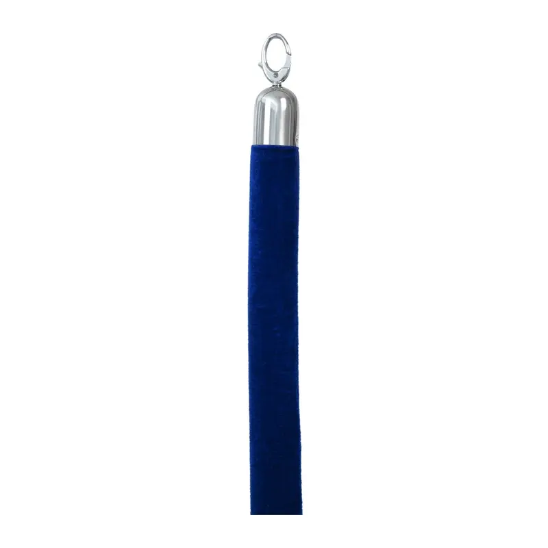 Corde velours pour poteau d'accueil – Bleue, embouts chromés, 150 cm