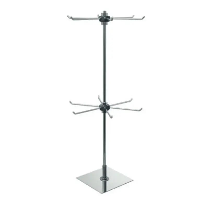 Double tourniquet de table pour bijoux – Chromé – 12 branches