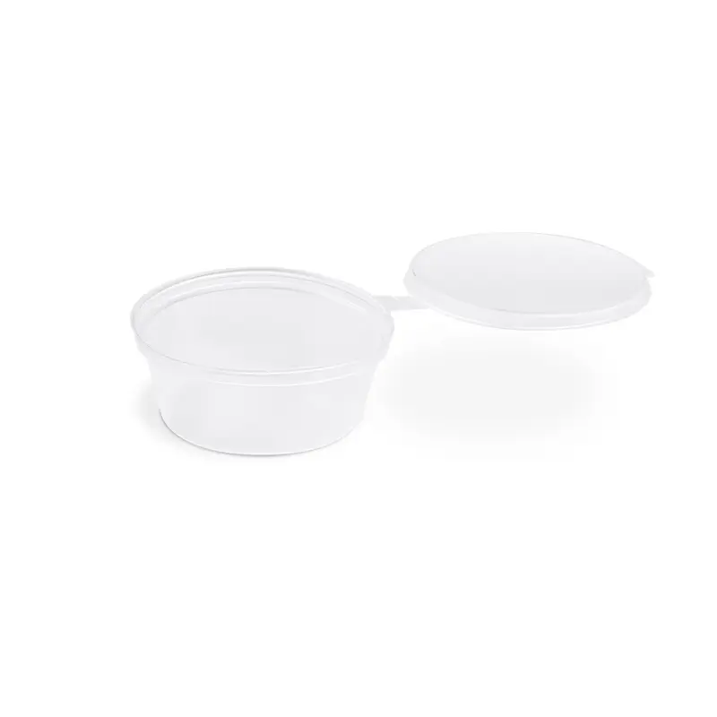 Dressingbecher 60 ml, mit anhängendem Deckel, PP, Ø 70 mm, klar, 1000 Stk.