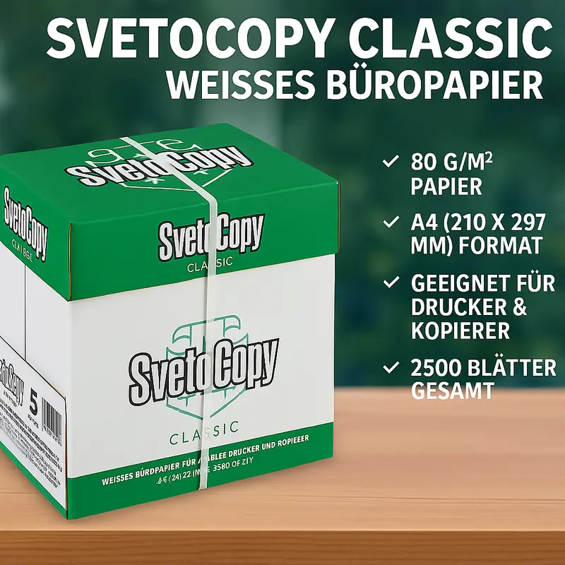 Druckerpapier, DIN A4, 80 g/m², 2500 Stück, 5 Packungen mit 500, Weiß