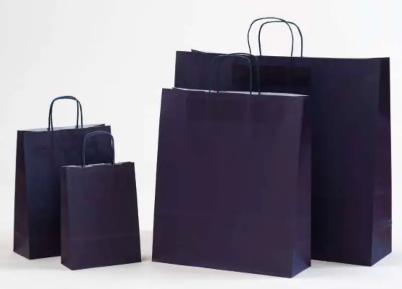 Dunkelblaue Papierkordeltaschen Boutique in 4 Größenformaten