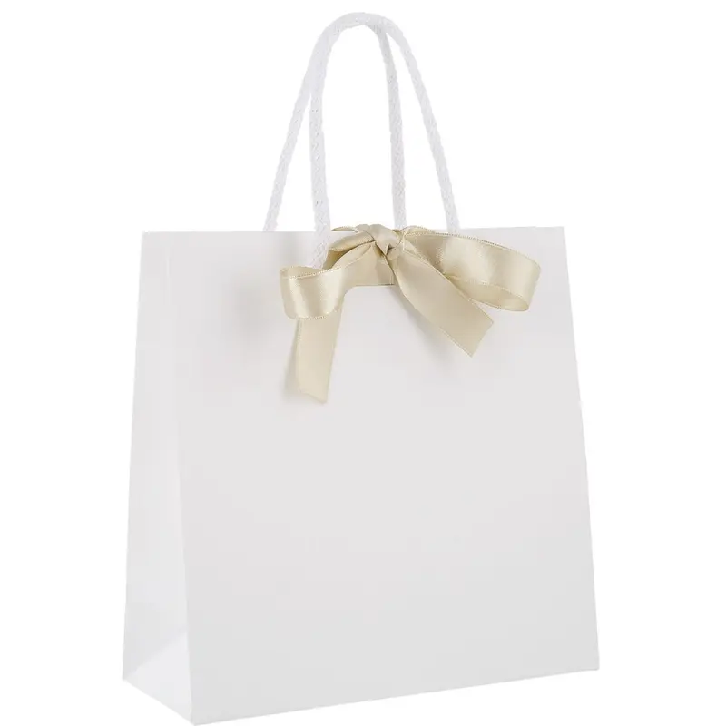 Edle Geschenktaschen mit Satinband in Elfenbein