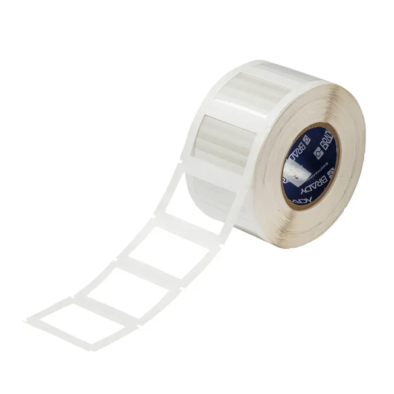 Ein transparentes Polyesteretikett mit einem weissen Kleberand