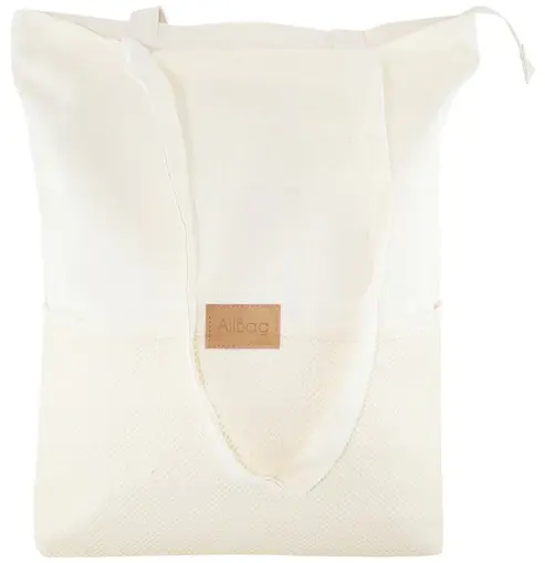 Einkaufstasche aus Stoff mit Netz und Etikett ALLBAG 36x8,5x42 NATUR