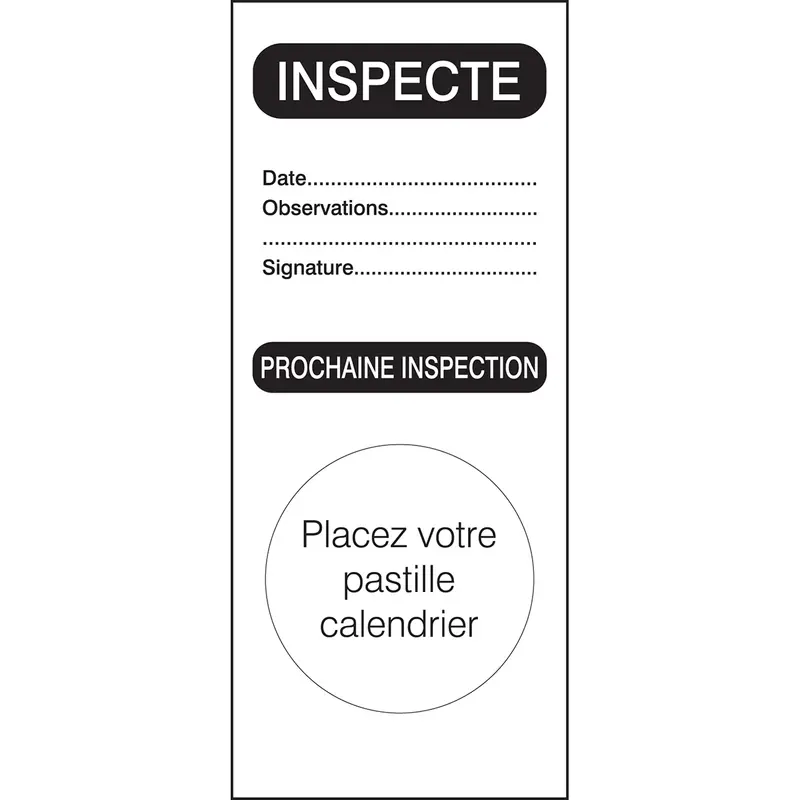 Etiquettes d’inspection (produit francophone)