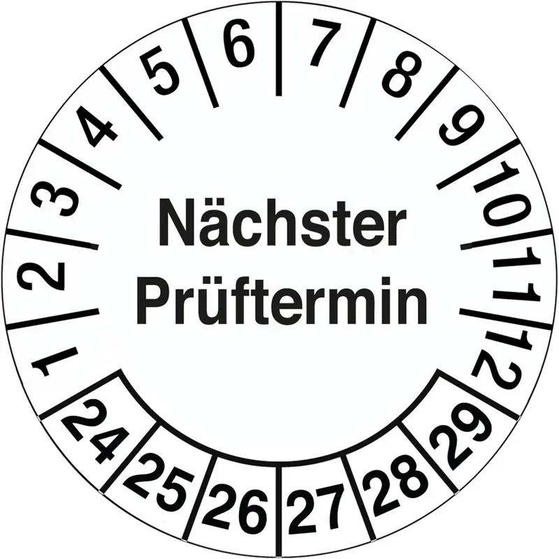 Fälschungssichere Prüfplaketten mit Datum
