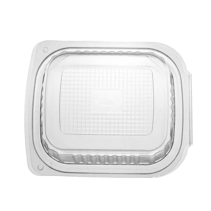 Feinkostbecher – PP, 200 ml, 127 × 105 × 41 mm, rechteckig, mit anhängendem Deckel