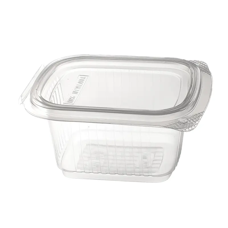Feinkostbecher – PP, 375 ml, 127 × 105 × 61 mm, rechteckig, mit anhängendem Deckel