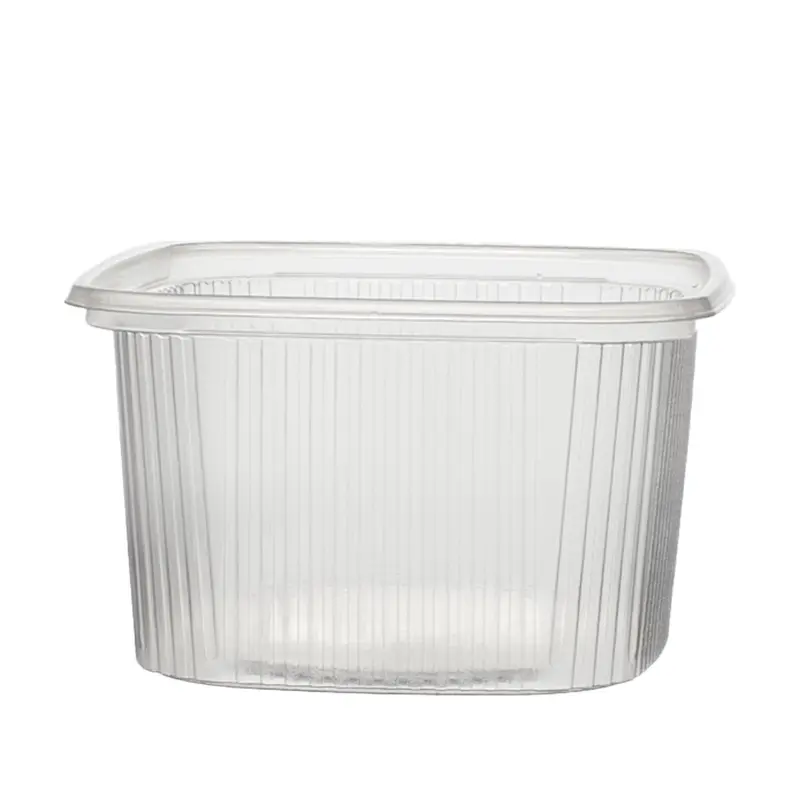 Feinkostbecher – PP, 500 ml, 108 × 81 × 102 mm, eckig, Kombi-Verpackung mit Deckel