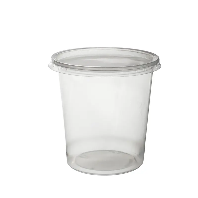 Feinkostbecher – PP, 500 ml, Ø101 × 104 mm, rund, Kombi-Verpackung mit Deckel