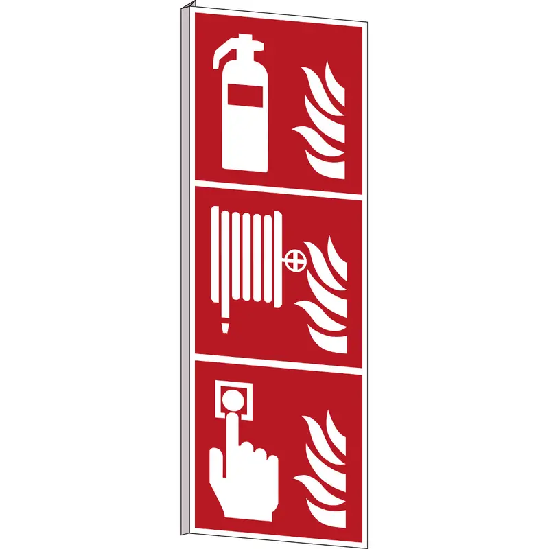 Feuerlöscher, Feuerlöschschlauch und Brandmelder - ISO 7010