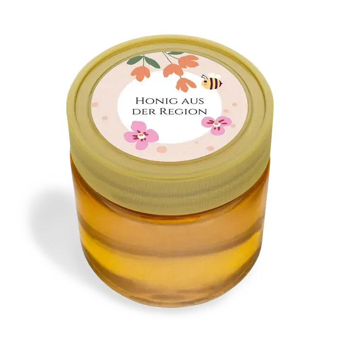 Florale Fiona – Honigetikett Deckeletikett 250g (Kunststoffdeckel)